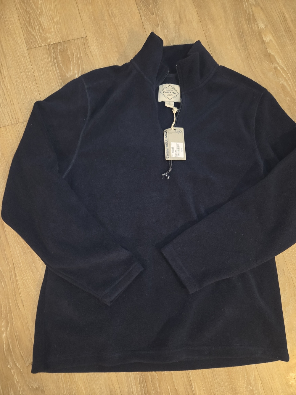 St. John's Bay Men’s Navy Half-Zip Fleece Pullover Sz M NWT